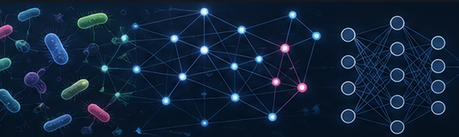 Microbial taxa represented as nodes in a graph neural network